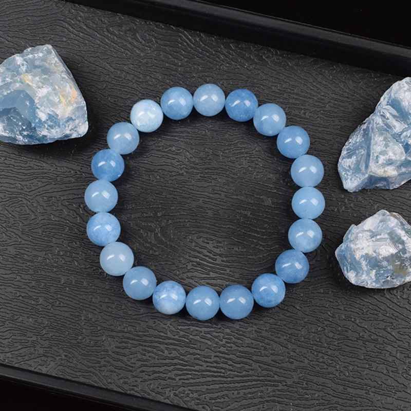 Janna - Armband med Naturliga Akvamarin-Kvarts-Pärlor